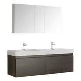 Fresca Mezzo 60" Wall Hung Double Sink Vanity