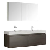 Fresca Mezzo 60" Wall Hung Double Sink Vanity