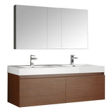 Fresca Mezzo 60" Wall Hung Double Sink Vanity