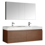 Fresca Mezzo 60" Wall Hung Double Sink Vanity