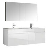 Fresca Mezzo 60" Wall Hung Double Sink Vanity