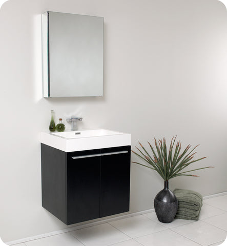 Fresca Alto 23" Black Modern Bathroom Vanity w/ Medicine Cabinet