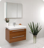 Fresca Medio 32" Teak Modern Bathroom Vanity w/ Medicine Cabinet