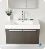 Fresca Vista 36" Gray Oak Modern Bathroom Vanity w/ Medicine Cabinet