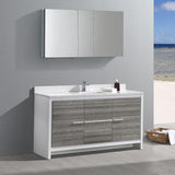 Fresca Allier Rio 60" Ash Gray Single Sink Vanity