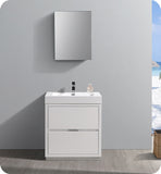 Fresca Valencia 30" Glossy White Free Standing Modern Vanity w/ Medicine Cabinet