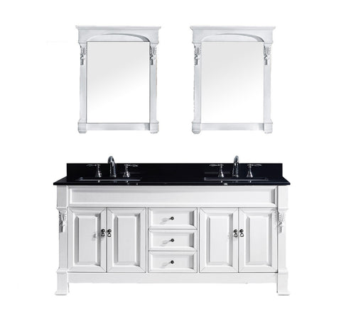 Virtu USA Huntshire 72" Double Bathroom Vanity w/ Granite Top, Sink, Mirror