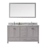 Virtu USA Caroline Avenue 60" Double Bathroom Vanity w/ Sink, Faucet, Mirror