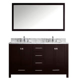 Virtu USA Caroline Avenue 60" Double Bathroom Vanity w/ Sink, Faucet, Mirror