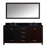 Virtu USA Caroline Avenue 72" Double Bathroom Vanity w/ Sink, Faucet, Mirror