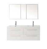 Virtu USA Finley 54" Double Bathroom Vanity w/ Square Sink, Nickel Faucet