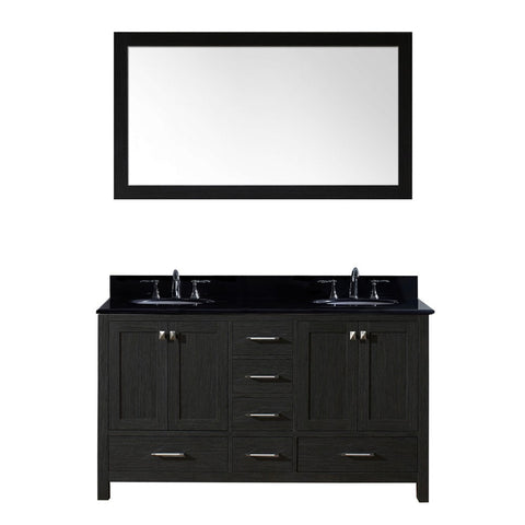 Virtu USA Caroline Premium 60" Double Bathroom Vanity w/ Sink, Mirror