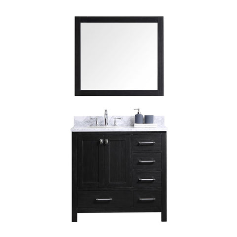 Virtu USA Caroline Premium 36" Single Bathroom Vanity w/ Round Sink, Mirror