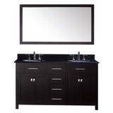 Virtu USA Caroline 60" Double Bathroom Vanity w/ Sink, Faucet, Mirror