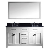 Virtu USA Caroline 60" Double Bathroom Vanity w/ Black Granite Top, Sink, Mirror