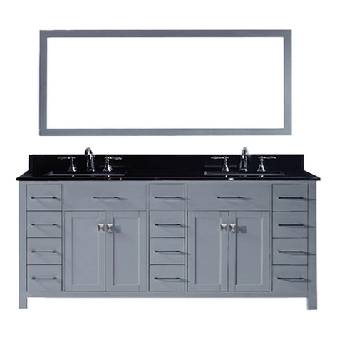 Virtu USA Caroline Parkway 78" Double Bathroom Vanity w/ Sink, Faucet, Mirror