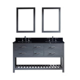 Virtu USA Caroline Estate 60" Double Bathroom Vanity w/ Sink, Faucet, Mirror