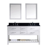 Virtu USA Caroline Estate 60" Double Bathroom Vanity w/ Sink, Faucet, Mirror