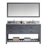 Virtu USA Caroline Estate 60" Double Bathroom Vanity w/ Sink, Faucet, Mirror