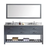 Virtu USA Caroline Estate 72" Double Bathroom Vanity w/ Round Sink, Mirror