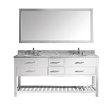 Virtu USA Caroline Estate 72" Double Bathroom Vanity w/ Round Sink, Mirror