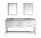 Virtu USA Caroline Estate 72" Double Bathroom Vanity w/ Round Sink, Mirror