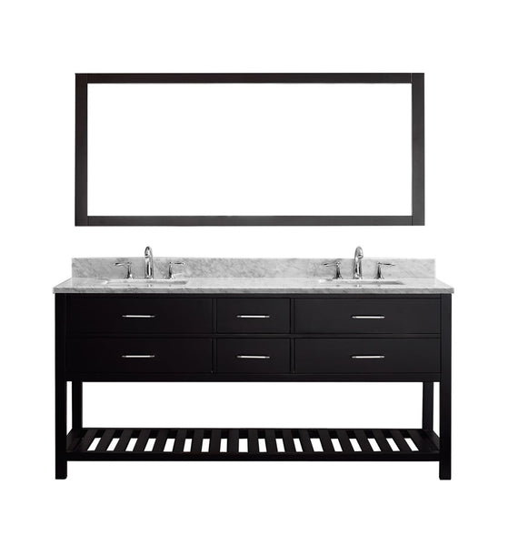 Virtu USA Caroline Estate 72" Double Bathroom Vanity w/ Square Sink, Mirror