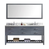 Virtu USA Caroline Estate 72" Double Bathroom Vanity w/ Square Sink, Mirror