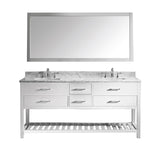 Virtu USA Caroline Estate 72" Double Bathroom Vanity w/ Square Sink, Mirror