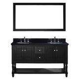 Virtu USA Julianna 60" Double Bathroom Vanity w/ Sink, Faucet, Mirror