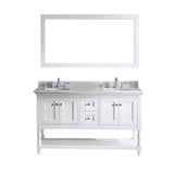 Virtu USA Julianna 60" Double Bathroom Vanity w/ Sink, Chrome Faucet, Mirror