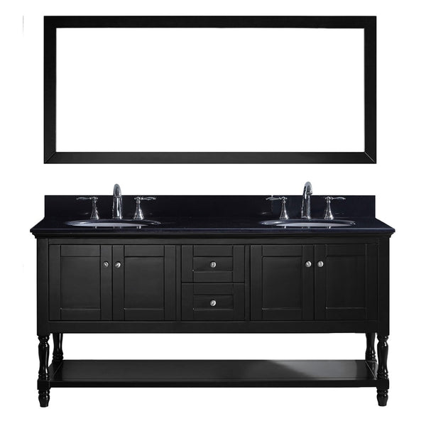 Virtu USA Julianna 72" Double Bathroom Vanity w/ Sink, Faucet, Mirror