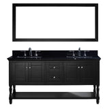 Virtu USA Julianna 72" Double Bathroom Vanity w/ Black Granite Top, Sink, Mirror