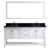 Virtu USA Julianna 72" Double Bathroom Vanity w/ Black Granite Top, Sink, Mirror