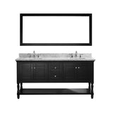 Virtu USA Julianna 72" Double Bathroom Vanity w/ Marble Top, Square Sink, Mirror