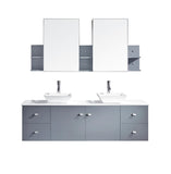 Virtu USA Clarissa 72" Double Bathroom Vanity w/ Stone Top, Sink, Faucet, Mirror