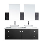 Virtu USA Clarissa 61" Double Bathroom Vanity w/ Stone Top, Sink, Faucet, Mirror