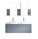 Virtu USA Clarissa 61" Double Bathroom Vanity w/ Stone Top, Sink, Faucet, Mirror