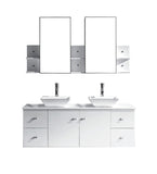 Virtu USA Clarissa 61" Double Bathroom Vanity w/ Stone Top, Sink, Faucet, Mirror