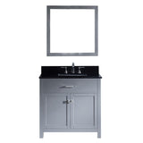 Virtu USA Caroline 36" Single Bathroom Vanity w/ Black Granite Top, Sink, Mirror