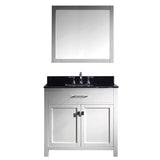 Virtu USA Caroline 36" Single Bathroom Vanity w/ Black Granite Top, Sink, Mirror