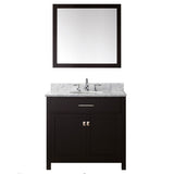 Virtu USA Caroline 36" Single Bathroom Vanity w/ Round Sink, Faucet, Mirror