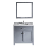 Virtu USA Caroline 36" Single Bathroom Vanity w/ Square Sink, Faucet, Mirror