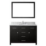 Virtu USA Caroline 48" Single Bathroom Vanity w/ Marble Top, Round Sink, Mirror