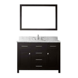 Virtu USA Caroline 48" Single Bathroom Vanity w/ Marble Top, Square Sink, Mirror