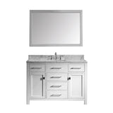 Virtu USA Caroline 48" Single Bathroom Vanity w/ Marble Top, Square Sink, Mirror