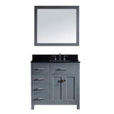 Virtu USA Caroline Parkway 36" Single Bathroom Vanity w/ Sink, Faucet, Mirror