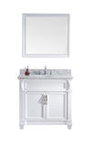 Virtu USA Victoria 36" Single Bathroom Vanity w/ Round Sink, Faucet, Mirror