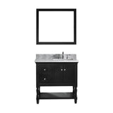 Virtu USA Julianna 36" Single Bathroom Vanity w/ Sink, Chrome Faucet, Mirror