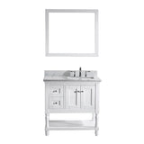 Virtu USA Julianna 36" Single Bathroom Vanity w/ Square Sink, Faucet, Mirror